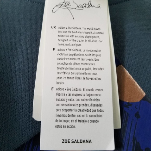 ADIDAS Collab Patterned Logo Terry T-Shirt Dress NWT Medium Blue/ Green - Picture 6 of 10